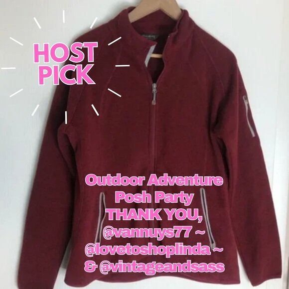 Eddie Bauer Burgundy Full Zip Fleece Jacket - Picture 7 of 8